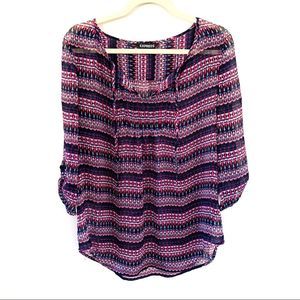 Express Blouse 3/4 sleeve boho print L